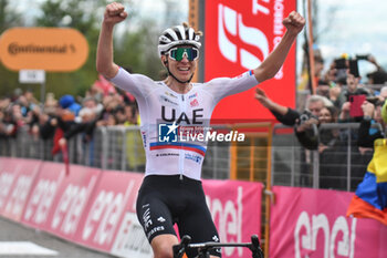 05/05/2024 - Tadej Pogacar celeb the victory of San Francesco Al Campo (TO)-Santuario di Oropa (BI) - Stage 2 of Giro D'Italia 2024 - STAGE 2 - S.FRANCESCO AL CAMPO-SANTUARIO DI OROPA - GIRO D'ITALIA - CICLISMO