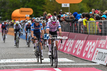 2024-05-05 - the group reaches to finih line of San Francesco Al Campo (TO)-Santuario di Oropa (BI) - Stage 2 of Giro D'Italia 2024 - STAGE 2 - S.FRANCESCO AL CAMPO-SANTUARIO DI OROPA - GIRO D'ITALIA - CYCLING