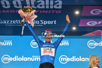 05/05/2024 - Tadej Pogacar wears the Maglia Azzurra after San Francesco Al Campo (TO)-Santuario di Oropa (BI) - Stage 2 of Giro D'Italia 2024 - STAGE 2 - S.FRANCESCO AL CAMPO-SANTUARIO DI OROPA - GIRO D'ITALIA - CICLISMO