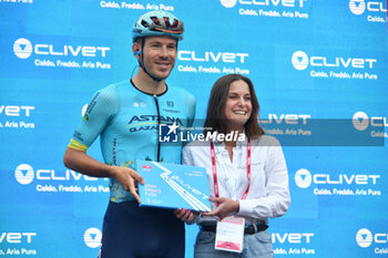 2024-05-07 - Astana Qazaqstan Team on the signature podium Tappa 4 - Acqui Terme-Andora - Giro d'Italia 2024 - STAGE 4 - AQUI TERME-ANDORA - GIRO D'ITALIA - CYCLING