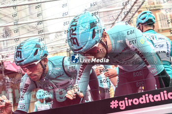 07/05/2024 - VF Group on the signature podium Tappa 4 - Acqui Terme-Andora - Giro d'Italia 2024 - STAGE 4 - AQUI TERME-ANDORA - GIRO D'ITALIA - CICLISMO