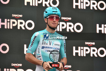 07/05/2024 - Filippo Fiorelli (VF Group-Bardiani CSF-Faizane) with Combativeness Award on the signature podium Tappa 4 - Acqui Terme-Andora - Giro d'Italia 2024 - STAGE 4 - AQUI TERME-ANDORA - GIRO D'ITALIA - CICLISMO