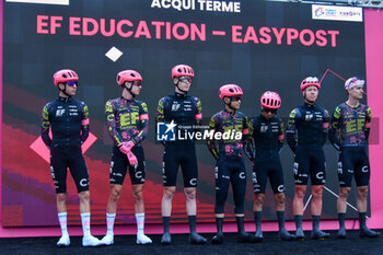 07/05/2024 - EF Education Easypost on the signature podium Tappa 4 - Acqui Terme-Andora - Giro d'Italia 2024 - STAGE 4 - AQUI TERME-ANDORA - GIRO D'ITALIA - CICLISMO