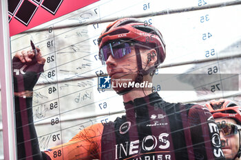 07/05/2024 - Ineos Granadier on the signature podium Tappa 4 - Acqui Terme-Andora - Giro d'Italia 2024 - STAGE 4 - AQUI TERME-ANDORA - GIRO D'ITALIA - CICLISMO