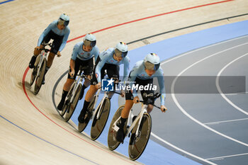 2024-10-16 - Tissot Track Cycling World Championship - Ballerup, Copenaghen, Den- 16-10-2024 -Women's Pursuit Qualifying - Belgium, de Clercq Katrijn, Vanhove Martin, Hesters Helene, Jooris Febe - TISSOT 2024 TRACK WORLD CHAMPIONSHIPS - TRACK - CYCLING