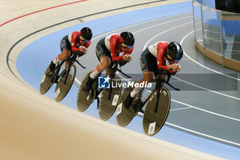 2024-10-16 - Tissot Track Cycling World Championship - Ballerup, Copenaghen, Den- 16-10-2024 -Women's Pursuit Qualifying - Canada, Plante Lily, Lylyk Kiara, Bonhomme Ariane,Majendie Fiona - TISSOT 2024 TRACK WORLD CHAMPIONSHIPS - TRACK - CYCLING