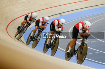 2024-10-16 - Tissot Track Cycling World Championship - Ballerup, Copenaghen, Den- 16-10-2024 -Women's Pursuit Qualifying - Switzerland - Seitz Aline, Liechti Jasmin, Liehner Annika, Schneider Cybele - TISSOT 2024 TRACK WORLD CHAMPIONSHIPS - TRACK - CYCLING