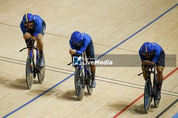 2024-10-16 - Tissot Track Cycling World Championship - Ballerup, Copenaghen, Den- 16-10-2024 - Italy, Boscaro Davide Favero Renato, Lamon Francesco, Moro Manlio - TISSOT 2024 TRACK WORLD CHAMPIONSHIPS - TRACK - CYCLING