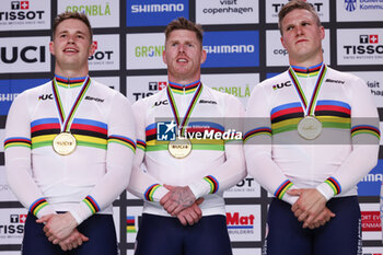 2024-10-16 - Tissot Track Cycling World Championship - Ballerup, Copenaghen, Den- 16-10-2024 - Podium Men's Team Sprint - Netherlands, Van den Berg Roy, Lavreysen Harrie, Hoogland Jeffrey - TISSOT 2024 TRACK WORLD CHAMPIONSHIPS - TRACK - CYCLING