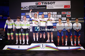 2024-10-16 - Tissot Track Cycling World Championship - Ballerup, Copenaghen, Den- 16-10-2024 - Podium Men's Team Sprint- Netherlands, Australia, Japan - TISSOT 2024 TRACK WORLD CHAMPIONSHIPS - TRACK - CYCLING