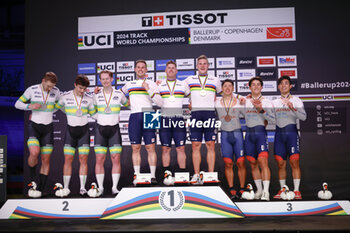 2024-10-16 - Tissot Track Cycling World Championship - Ballerup, Copenaghen, Den- 16-10-2024 - Podium Men's Team Sprint - Netherlands, Australia, Japan - TISSOT 2024 TRACK WORLD CHAMPIONSHIPS - TRACK - CYCLING