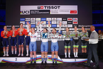 2024-10-16 - Tissot Track Cycling World Championship - Ballerup, Copenaghen, Den- 16-10-2024 - Women's Team Sprint Podium - Great Britain, Netherlands, Australia - TISSOT 2024 TRACK WORLD CHAMPIONSHIPS - TRACK - CYCLING