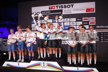 2024-10-17 - Tissot Track Cycling World Championship - Ballerup, Copenaghen, Den- 16-10-2024 - Podium -Men's Team Pursuit Denmark, World Champion - TISSOT 2024 TRACK WORLD CHAMPIONSHIPS - TRACK - CYCLING