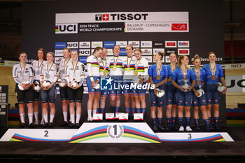 2024-10-17 - Tissot Track Cycling World Championship - Ballerup, Copenaghen, Den- 16-10-2024 - Women's Team Pursuit - Great Britain, Gold Medal, Germany , Silver Medal, Italy, Bronze Medal - TISSOT 2024 TRACK WORLD CHAMPIONSHIPS - TRACK - CYCLING