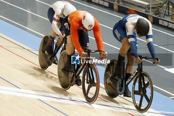 2024-10-17 - Tissot Track Cycling World Championship - Ballerup, Copenaghen, Den- 16-10-2024 - Men's Keirin Qualification - Jeffrey Hoogland, Netherlands - Yakovlev Mikhail, Israel - TISSOT 2024 TRACK WORLD CHAMPIONSHIPS - TRACK - CYCLING