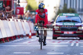 2024-09-08 - Primoz Roglic of Slovenia and Team Red Bull Bora - Hansgrohe celebrates his victory during the individual time trial at the 79th Tour of Spain 2024 - Stage 21 on September 8, 2024 in Madrid, Spain. - LA VUELTA 2024: ETAPA 21 - SPANISH LA VUELTA - CYCLING