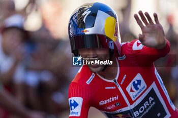 2024-09-08 - Primoz Roglic of Slovenia and Team Red Bull Bora - Hansgrohe celebrates his victory during the individual time trial at the 79th Tour of Spain 2024 - Stage 21 on September 8, 2024 in Madrid, Spain. - LA VUELTA 2024: ETAPA 21 - SPANISH LA VUELTA - CYCLING