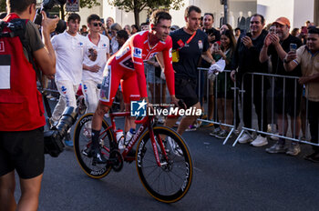 2024-09-08 - Primoz Roglic of Slovenia and Team Red Bull Bora - Hansgrohe seen at the end of the individual time trial of the 79th Tour of Spain 2024 - Stage 21 on September 8, 2024 in Madrid, Spain. - LA VUELTA 2024: ETAPA 21 - SPANISH LA VUELTA - CYCLING