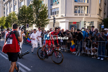 2024-09-08 - Primoz Roglic of Slovenia and Team Red Bull Bora - Hansgrohe seen at the end of the individual time trial of the 79th Tour of Spain 2024 - Stage 21 on September 8, 2024 in Madrid, Spain. - LA VUELTA 2024: ETAPA 21 - SPANISH LA VUELTA - CYCLING