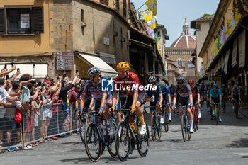 2024-06-29 - Swiss rider Silvan Dillier of Alpecin-Deceuninck and Norvegian rider Alexander Kristoff of Uno-X Mobility in action - STAGE 1 - START - TOUR DE FRANCE - CYCLING