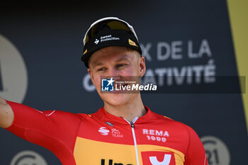 2024-06-30 - JONAS ABRAHAMSEN portrait celebrated for the prix de la combativite on the podium of the second stage of the tour de france 2024 in bologna - STAGE 2 - FINISH - TOUR DE FRANCE - CYCLING