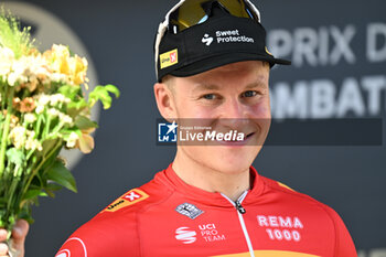 2024-06-30 - JONAS ABRAHAMSEN portrait celebrated for the prix de la combativite on the podium of the second stage of the tour de france 2024 in bologna - STAGE 2 - FINISH - TOUR DE FRANCE - CYCLING