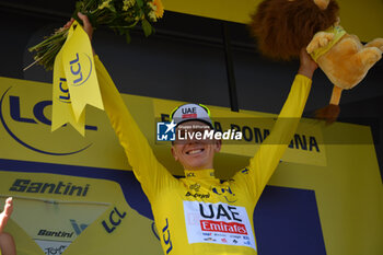 2024-06-30 - Tadej Pogacar (UAE TEAM EMIRATES) Yellow Jersey after Stage 2 - STAGE 2 - FINISH - TOUR DE FRANCE - CYCLING