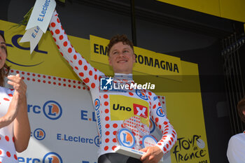 2024-06-30 - Jonas Abrahamsen (UNO X - MOBILITY) Leader Montain Jersey after Stage 2 - STAGE 2 - FINISH - TOUR DE FRANCE - CYCLING