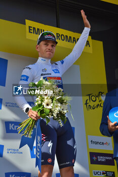 2024-06-30 - Remco Evenepoel (SOUDAL-QUICKSTEP) White Jersey after Stage 2 - STAGE 2 - FINISH - TOUR DE FRANCE - CYCLING