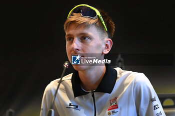 2024-06-27 - Tadej Pogačar (UAE Emirates pro cyclng team) portrait during press conference before Tour de France 2024 Grand Depart Florence Emilie_Romagne - TEAM PRESENTATION - TOUR DE FRANCE - CYCLING