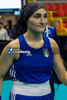 2024-03-06 - Carini Angela (Ita) in blue during the Boxing Road to Paris 1st World Qualification Tournament, at E-Work Arena, Busto Arsizio, Italy on March 6, 2024 - BOXING ROAD TO PARIS - BOXING - CONTACT