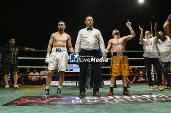 2024-07-05 - The verdict at the end of the boxing match valid for the Italian men's bantamweight title between Salvatore Contino and Mohammed Obbadi - TITOLO ITALIANO PESI GALLO - CONTINO VS OBBADI - BOXING - CONTACT