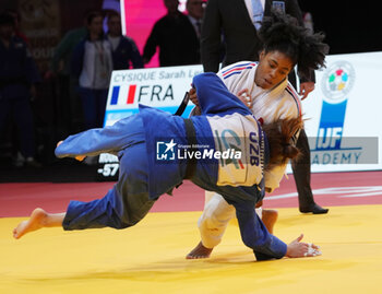 02/02/2024 - Sarah-Léonie Cysique of France against Shukurjon Aminova of Uzbekistan, Round 3 Women's -57 kg during the Paris Grand Slam 2024, IJF Judo event on February 2, 2024 at Accor Arena in Paris, France - JUDO - PARIS GRAND SLAM 2024 - JUDO - CONTATTO