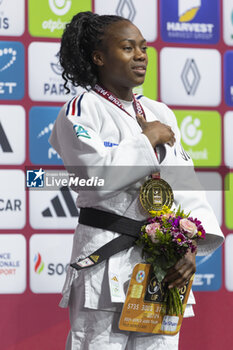 2024-01-13 - AGBEGNENOU Clarisse (FRA) won the Gold medal in final -63kg women category medal ceremony during the Paris Grand Slam 2024, IJF Judo event, 50th anniversary, on February 3, 2024 at Accor Arena in Paris, France - JUDO - PARIS GRAND SLAM 2024 - JUDO - CONTACT