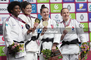 2024-02-03 - Marie-Eve Gahié of France Silver medal, Miriam Butkereit of Germany Gold medal, Barbara Matic of Croatia and Margaux Pinot of France Bronze medal, Women's -70 Kg during the Paris Grand Slam 2024, IJF Judo event on February 3, 2024 at Accor Arena in Paris, France - JUDO - PARIS GRAND SLAM 2024 - JUDO - CONTACT