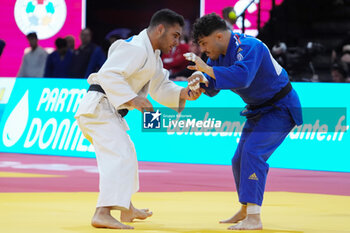 03/02/2024 - Guillaume Chaine of France and Gabriel Falcao of Brazil, Round 2 Men's -73 Kg during the Paris Grand Slam 2024, IJF Judo event on February 3, 2024 at Accor Arena in Paris, France - JUDO - PARIS GRAND SLAM 2024 - JUDO - CONTATTO