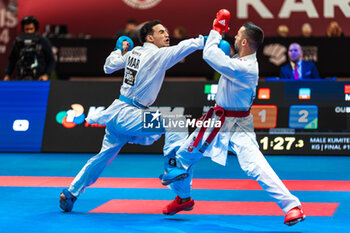 28/01/2024 - Said OUBAYA of Marocco and Luca MARESCA of Italy, Male Kumite -67kg Final, during the Paris Open Karate 2024, 2024 Karate 1-Premier League Paris on January 26, 2024 at Pierre de Coubertin stadium in Paris, France - KARATE - PARIS OPEN KARATE 2024 - KARATE - CONTATTO