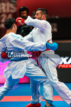 2024-01-28 - Said OUBAYA of Marocco and Luca MARESCA of Italy, Male Kumite -67kg Final, during the Paris Open Karate 2024, 2024 Karate 1-Premier League Paris on January 26, 2024 at Pierre de Coubertin stadium in Paris, France - KARATE - PARIS OPEN KARATE 2024 - KARATE - CONTACT