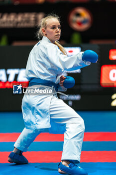 28/01/2024 - Mia BITSCH of Germany, Female Kumite -55 Kg Final, during the Paris Open Karate 2024, 2024 Karate 1-Premier League Paris on January 26, 2024 at Pierre de Coubertin stadium in Paris, France - KARATE - PARIS OPEN KARATE 2024 - KARATE - CONTATTO