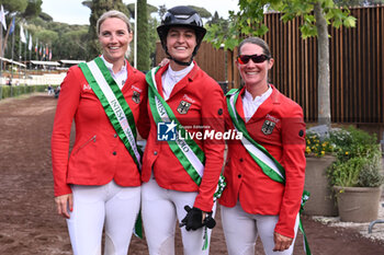 2024-05-24 - Jana Wargers, Kendra Claricia Brinkop and Jorne Sprehe during CSIO5* Nations Cup - 1.60m, NATIONS CUP INTESA SANPAOLO, 24 May 2024 at the Piazza di Siena in Rome, Italy. - PIAZZA DI SIENA - 91° CSIO ROMA 2024 - INTERNATIONALS - EQUESTRIAN