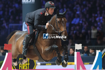 09/11/2024 - Emanuele Gaudiano riding Nikolaj De Music in action during International Winning Round CSI5*- W Trophy n.5 presented by Crivelli at Jumping Verona, Pala Fimauto on November 9, 2024, Verona, Italy. - CSI5*- W PREMIO N.5 PRESENTED BY CRIVELLI WINNING ROUND CATEGORY - INTERNAZIONALI - EQUITAZIONE