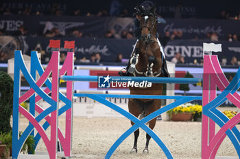 10/11/2024 - Jennifer Hochstaedter riding Golden Lady in action during CSI5*- W Longines FEI Jumping World Cup 2024 Gran Prix presented by KASK, at Pala Fimauto on November 10, 2024, Verona, Italy. - CSI5*-W LONGINES FEI WORLD CUP™ PRESENTED BY KASK GRAN PRIX - INTERNAZIONALI - EQUITAZIONE