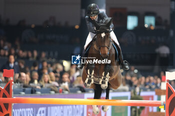 10/11/2024 - Jennifer Hochstaedter riding Golden Lady in action during CSI5*- W Longines FEI Jumping World Cup 2024 Gran Prix presented by KASK, at Pala Fimauto on November 10, 2024, Verona, Italy. - CSI5*-W LONGINES FEI WORLD CUP™ PRESENTED BY KASK GRAN PRIX - INTERNAZIONALI - EQUITAZIONE