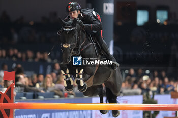 10/11/2024 - Giacomo Casadei riding Marbella du Chabli in action during CSI5*- W Longines FEI Jumping World Cup 2024 Gran Prix presented by KASK, at Pala Fimauto on November 10, 2024, Verona, Italy. - CSI5*-W LONGINES FEI WORLD CUP™ PRESENTED BY KASK GRAN PRIX - INTERNAZIONALI - EQUITAZIONE