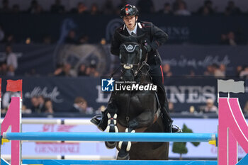 10/11/2024 - Giacomo Casadei riding Marbella du Chabli in action during CSI5*- W Longines FEI Jumping World Cup 2024 Gran Prix presented by KASK, at Pala Fimauto on November 10, 2024, Verona, Italy. - CSI5*-W LONGINES FEI WORLD CUP™ PRESENTED BY KASK GRAN PRIX - INTERNAZIONALI - EQUITAZIONE