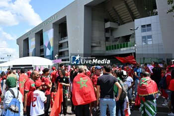 2024-07-24 - Supporters, fans of Maroc ahead of the Football, Men's Group B, between Argentina and Morocco during the Olympic Games Paris 2024 on 24 July 2024 at Geoffroy-Guichard Stadium in Saint-Etienne, France - OLYMPIC GAMES PARIS 2024 - 24/07 - OLYMPIC GAMES PARIS 2024 - OLYMPIC GAMES