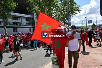 2024-07-24 - Supporters, fans of Maroc ahead of the Football, Men's Group B, between Argentina and Morocco during the Olympic Games Paris 2024 on 24 July 2024 at Geoffroy-Guichard Stadium in Saint-Etienne, France - OLYMPIC GAMES PARIS 2024 - 24/07 - OLYMPIC GAMES PARIS 2024 - OLYMPIC GAMES