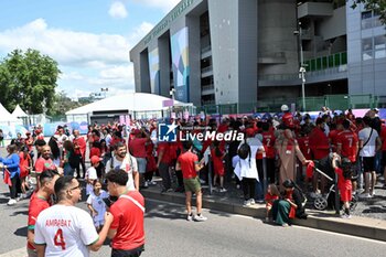 2024-07-24 - Supporters, fans of Maroc ahead of the Football, Men's Group B, between Argentina and Morocco during the Olympic Games Paris 2024 on 24 July 2024 at Geoffroy-Guichard Stadium in Saint-Etienne, France - OLYMPIC GAMES PARIS 2024 - 24/07 - OLYMPIC GAMES PARIS 2024 - OLYMPIC GAMES