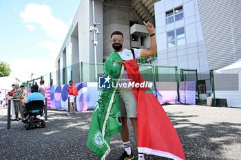 2024-07-24 - Supporter, fan of Maroc ahead of the Football, Men's Group B, between Argentina and Morocco during the Olympic Games Paris 2024 on 24 July 2024 at Geoffroy-Guichard Stadium in Saint-Etienne, France - OLYMPIC GAMES PARIS 2024 - 24/07 - OLYMPIC GAMES PARIS 2024 - OLYMPIC GAMES