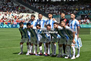 2024-07-24 - Team of Argentina during the Football, Men's Group B, between Argentina and Morocco during the Olympic Games Paris 2024 on 24 July 2024 at Geoffroy-Guichard Stadium in Saint-Etienne, France - OLYMPIC GAMES PARIS 2024 - 24/07 - OLYMPIC GAMES PARIS 2024 - OLYMPIC GAMES